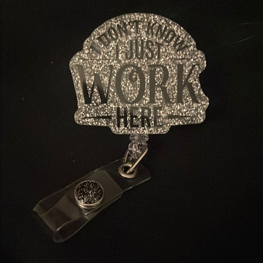 Glittery Badge Reel with Funny Quote